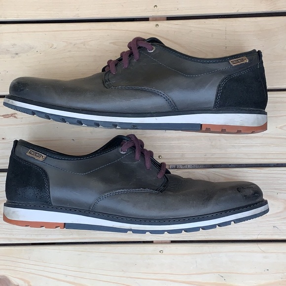 Pikolinos Mens Gray With Black Trim Oxford Leather Size 44 EU 10.5-11 US - Picture 3 of 9